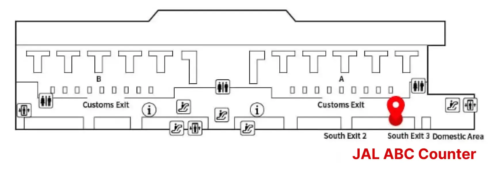 Terminal 2 JAL ABC Counter map