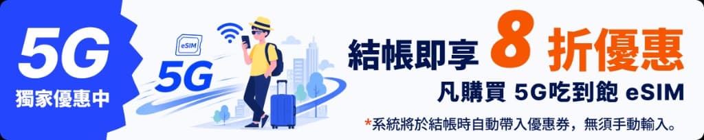 5G Exclusive 20% OFF single eSIM