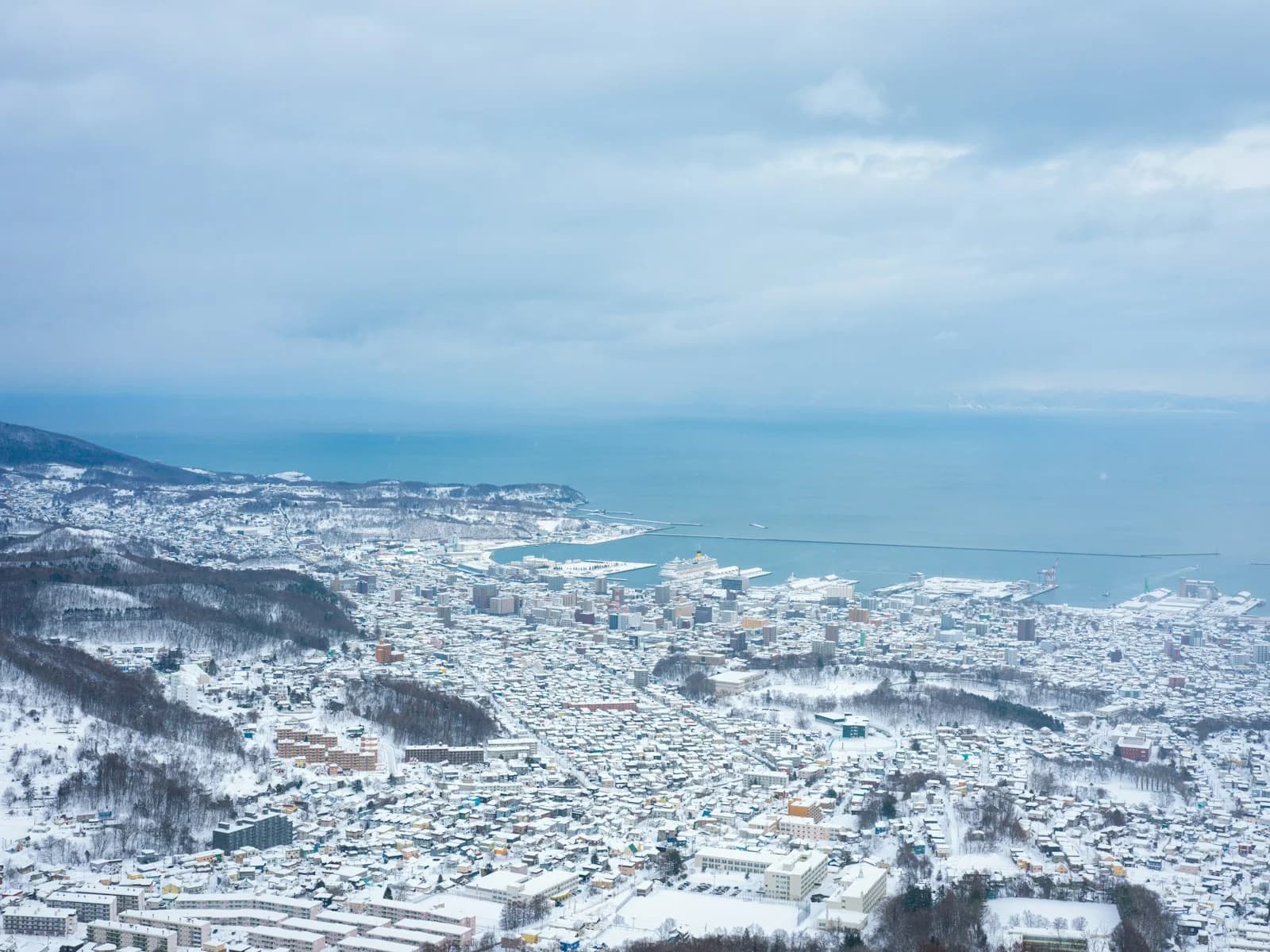 Snow-covered cityscape in Otaru, Hokkaido