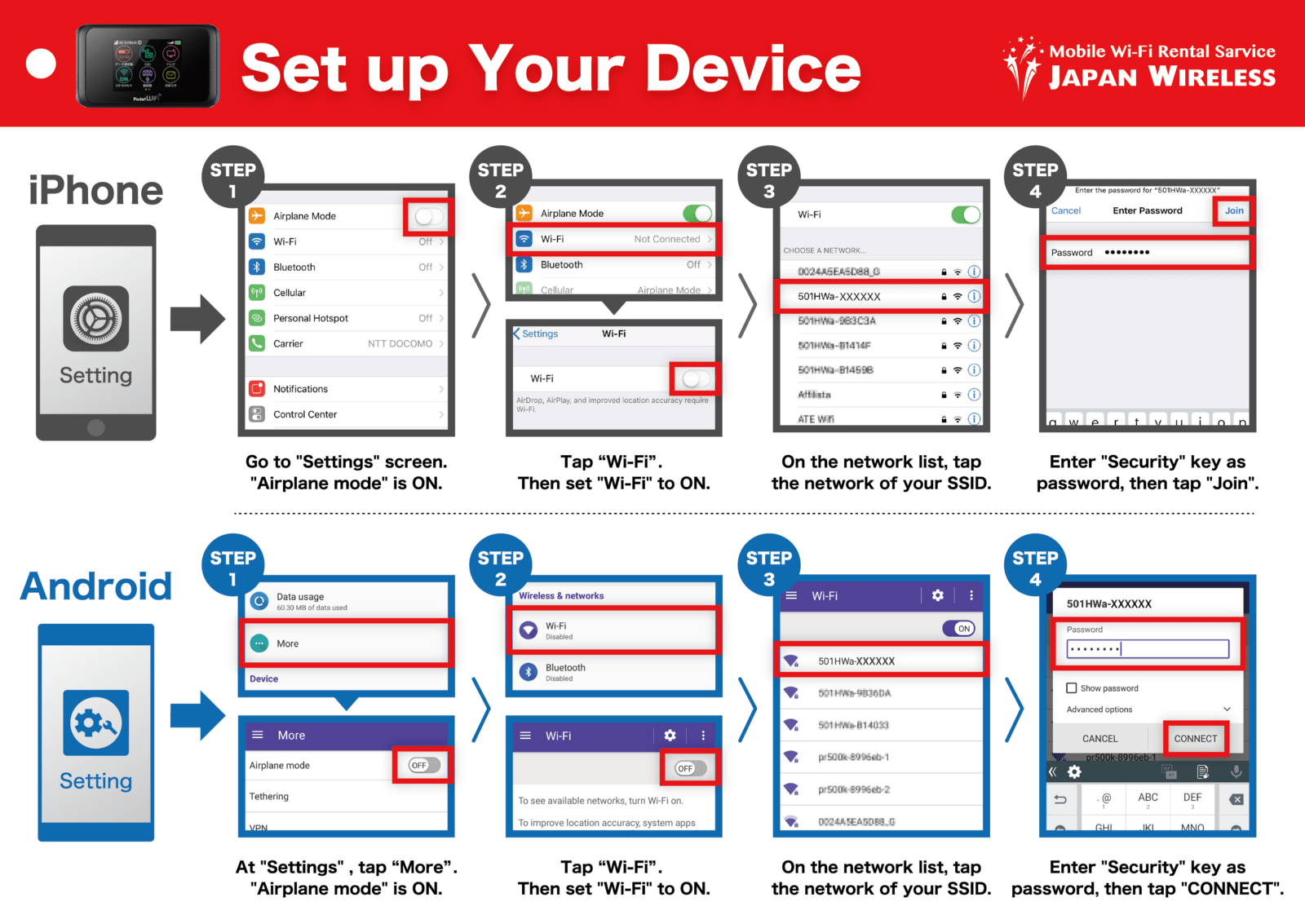 Pocket wifi settings